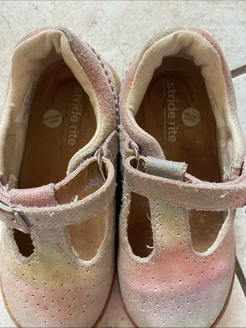 Stride Rite Girls' Pastel Rainbow T-Strap Mary Janes